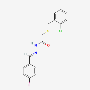 molecular formula C16H14ClFN2OS B11552441 2-[(2-chlorobenzyl)sulfanyl]-N'-[(E)-(4-fluorophenyl)methylidene]acetohydrazide 