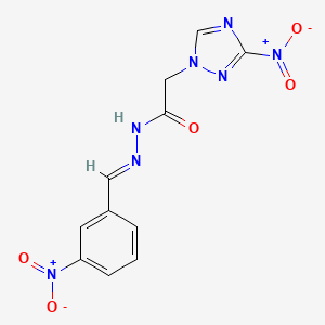 molecular formula C11H9N7O5 B11552455 N'-[(E)-(3-nitrophenyl)methylidene]-2-(3-nitro-1H-1,2,4-triazol-1-yl)acetohydrazide 