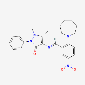 4-({(E)-[2-(azepan-1-yl)-5-nitrophenyl]methylidene}amino)-1,5-dimethyl-2-phenyl-1,2-dihydro-3H-pyrazol-3-one