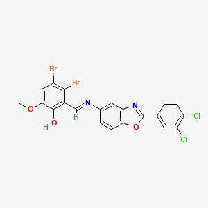 3,4-dibromo-2-[(E)-{[2-(3,4-dichlorophenyl)-1,3-benzoxazol-5-yl]imino}methyl]-6-methoxyphenol