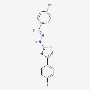 molecular formula C16H11BrIN3S B11552464 2-[(2E)-2-(4-bromobenzylidene)hydrazinyl]-4-(4-iodophenyl)-1,3-thiazole 