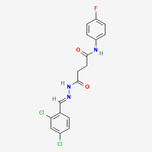 molecular formula C17H14Cl2FN3O2 B11552469 4-[(2E)-2-(2,4-dichlorobenzylidene)hydrazinyl]-N-(4-fluorophenyl)-4-oxobutanamide 