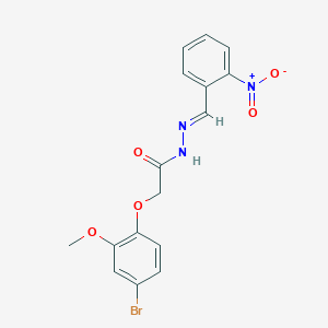 molecular formula C16H14BrN3O5 B11552472 2-(4-bromo-2-methoxyphenoxy)-N'-[(E)-(2-nitrophenyl)methylidene]acetohydrazide 