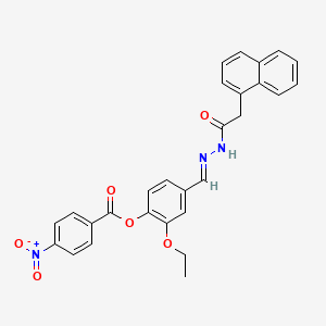 molecular formula C28H23N3O6 B11552495 2-ethoxy-4-{(E)-[2-(naphthalen-1-ylacetyl)hydrazinylidene]methyl}phenyl 4-nitrobenzoate 