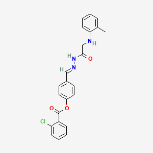 4-[(E)-(2-{[(2-methylphenyl)amino]acetyl}hydrazinylidene)methyl]phenyl 2-chlorobenzoate (non-preferred name)