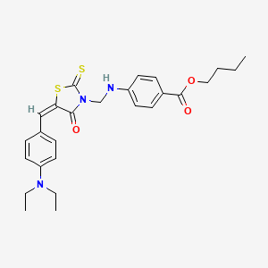 butyl 4-[({(5E)-5-[4-(diethylamino)benzylidene]-4-oxo-2-thioxo-1,3-thiazolidin-3-yl}methyl)amino]benzoate