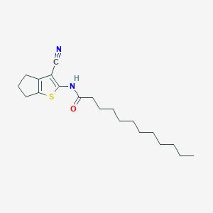 molecular formula C20H30N2OS B11552567 N-(3-cyano-5,6-dihydro-4H-cyclopenta[b]thiophen-2-yl)dodecanamide 