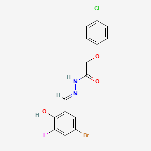 molecular formula C15H11BrClIN2O3 B11552570 N'-[(E)-(5-bromo-2-hydroxy-3-iodophenyl)methylidene]-2-(4-chlorophenoxy)acetohydrazide 