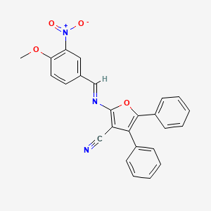 molecular formula C25H17N3O4 B11552598 2-{[(E)-(4-methoxy-3-nitrophenyl)methylidene]amino}-4,5-diphenylfuran-3-carbonitrile 