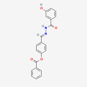 molecular formula C21H16N2O4 B11552602 4-{(E)-[2-(3-hydroxybenzoyl)hydrazono]methyl}phenyl benzoate 