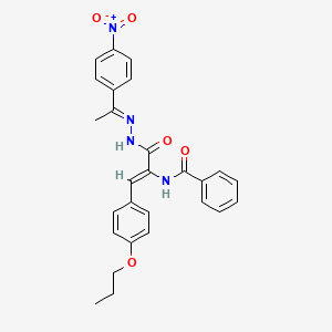 N-[(1Z)-1-{N'-[(1E)-1-(4-Nitrophenyl)ethylidene]hydrazinecarbonyl}-2-(4-propoxyphenyl)eth-1-EN-1-YL]benzamide