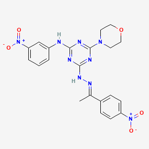 4-(morpholin-4-yl)-N-(3-nitrophenyl)-6-{(2E)-2-[1-(4-nitrophenyl)ethylidene]hydrazinyl}-1,3,5-triazin-2-amine