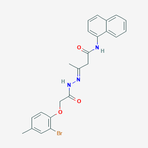 molecular formula C23H22BrN3O3 B11552771 (3E)-3-{2-[(2-bromo-4-methylphenoxy)acetyl]hydrazinylidene}-N-(naphthalen-1-yl)butanamide 