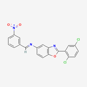 molecular formula C20H11Cl2N3O3 B11552777 2-(2,5-dichlorophenyl)-N-[(E)-(3-nitrophenyl)methylidene]-1,3-benzoxazol-5-amine 