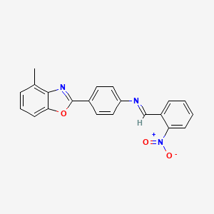 molecular formula C21H15N3O3 B11552816 4-(4-methyl-1,3-benzoxazol-2-yl)-N-[(E)-(2-nitrophenyl)methylidene]aniline 