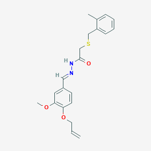 molecular formula C21H24N2O3S B11552823 N'-{(E)-[3-methoxy-4-(prop-2-en-1-yloxy)phenyl]methylidene}-2-[(2-methylbenzyl)sulfanyl]acetohydrazide 