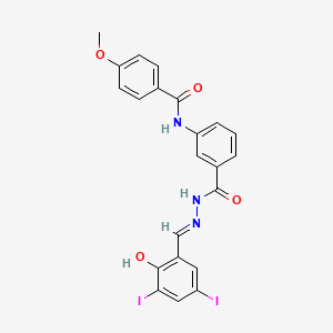 molecular formula C22H17I2N3O4 B11552827 N-(3-{[(2E)-2-(2-hydroxy-3,5-diiodobenzylidene)hydrazinyl]carbonyl}phenyl)-4-methoxybenzamide 