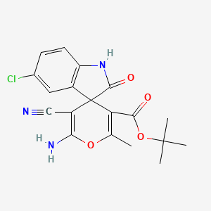 Tert-butyl 2'-amino-5-chloro-3'-cyano-6'-methyl-2-oxo-1,2-dihydrospiro[indole-3,4'-pyran]-5'-carboxylate