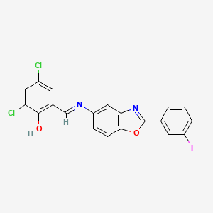 2,4-dichloro-6-[(E)-{[2-(3-iodophenyl)-1,3-benzoxazol-5-yl]imino}methyl]phenol