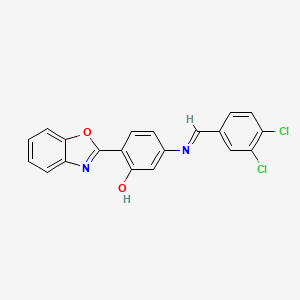 molecular formula C20H12Cl2N2O2 B11552918 2-(1,3-Benzoxazol-2-YL)-5-[(E)-[(3,4-dichlorophenyl)methylidene]amino]phenol 