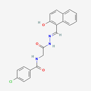 molecular formula C20H16ClN3O3 B11552944 4-Chloro-N-({N'-[(E)-(2-hydroxynaphthalen-1-YL)methylidene]hydrazinecarbonyl}methyl)benzamide 