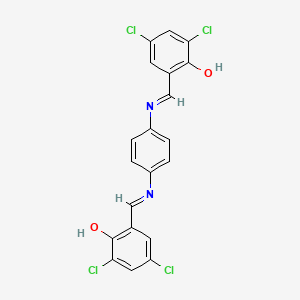 molecular formula C20H12Cl4N2O2 B11552950 2,2'-{benzene-1,4-diylbis[nitrilo(E)methylylidene]}bis(4,6-dichlorophenol) 