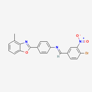 molecular formula C21H14BrN3O3 B11552967 N-[(E)-(4-bromo-3-nitrophenyl)methylidene]-4-(4-methyl-1,3-benzoxazol-2-yl)aniline 