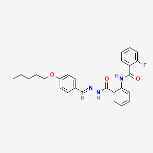 molecular formula C26H26FN3O3 B11552974 2-fluoro-N-[2-({(2E)-2-[4-(pentyloxy)benzylidene]hydrazinyl}carbonyl)phenyl]benzamide 