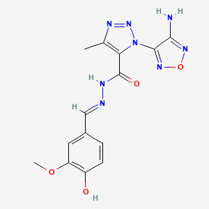 molecular formula C14H14N8O4 B11553003 1-(4-amino-1,2,5-oxadiazol-3-yl)-N'-(4-hydroxy-3-methoxybenzylidene)-4-methyl-1H-1,2,3-triazole-5-carbohydrazide 