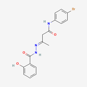 molecular formula C17H16BrN3O3 B11553036 (3E)-N-(4-bromophenyl)-3-{2-[(2-hydroxyphenyl)carbonyl]hydrazinylidene}butanamide 