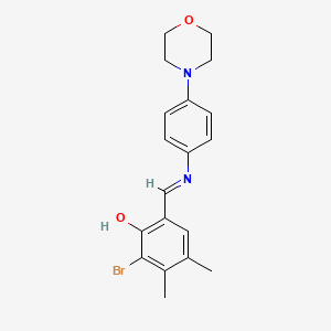 molecular formula C19H21BrN2O2 B11553076 2-bromo-3,4-dimethyl-6-[(E)-{[4-(morpholin-4-yl)phenyl]imino}methyl]phenol 