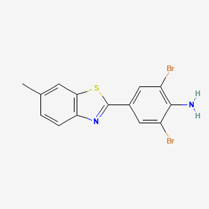 molecular formula C14H10Br2N2S B11553083 2,6-Dibromo-4-(6-methyl-1,3-benzothiazol-2-yl)aniline 