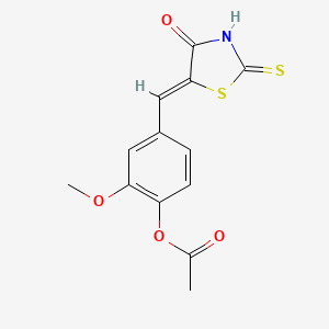 2-methoxy-4-[(Z)-(4-oxo-2-thioxo-1,3-thiazolidin-5-ylidene)methyl]phenyl acetate