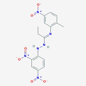 molecular formula C16H16N6O6 B11553122 (1E)-N'-(2,4-dinitrophenyl)-N-(2-methyl-5-nitrophenyl)propanehydrazonamide 