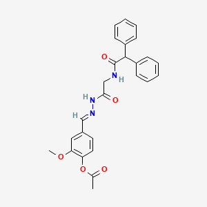 4-[(E)-{[2-(2,2-Diphenylacetamido)acetamido]imino}methyl]-2-methoxyphenyl acetate