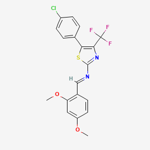 5-(4-chlorophenyl)-N-[(E)-(2,4-dimethoxyphenyl)methylidene]-4-(trifluoromethyl)-1,3-thiazol-2-amine