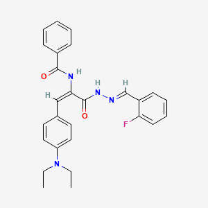 N-{(1E)-1-[4-(diethylamino)phenyl]-3-[(2E)-2-(2-fluorobenzylidene)hydrazinyl]-3-oxoprop-1-en-2-yl}benzamide