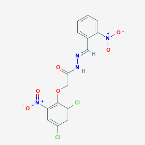 molecular formula C15H10Cl2N4O6 B11553274 2-(2,4-dichloro-6-nitrophenoxy)-N'-[(E)-(2-nitrophenyl)methylidene]acetohydrazide 