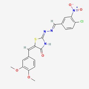 molecular formula C19H15ClN4O5S B11553287 (2E,5E)-2-[(2E)-(4-chloro-3-nitrobenzylidene)hydrazinylidene]-5-(3,4-dimethoxybenzylidene)-1,3-thiazolidin-4-one 