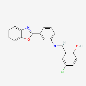 molecular formula C21H15ClN2O2 B11553300 4-chloro-2-[(E)-{[3-(4-methyl-1,3-benzoxazol-2-yl)phenyl]imino}methyl]phenol 