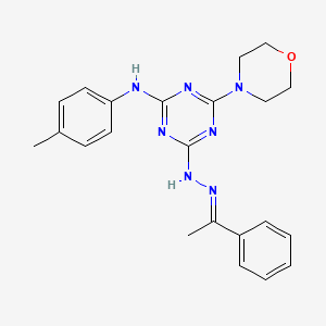 N-(4-methylphenyl)-4-(morpholin-4-yl)-6-[(2E)-2-(1-phenylethylidene)hydrazinyl]-1,3,5-triazin-2-amine