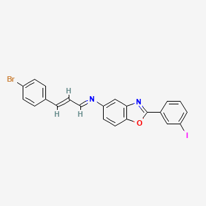 molecular formula C22H14BrIN2O B11553306 N-[(1E,2E)-3-(4-bromophenyl)prop-2-en-1-ylidene]-2-(3-iodophenyl)-1,3-benzoxazol-5-amine 