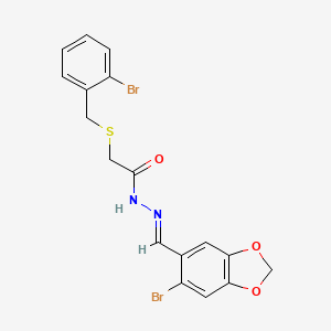 N'-[(E)-(6-bromo-1,3-benzodioxol-5-yl)methylidene]-2-[(2-bromobenzyl)sulfanyl]acetohydrazide