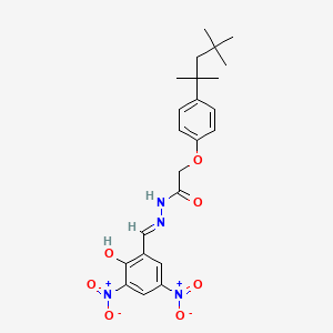 molecular formula C23H28N4O7 B11553341 N'-[(E)-(2-hydroxy-3,5-dinitrophenyl)methylidene]-2-[4-(2,4,4-trimethylpentan-2-yl)phenoxy]acetohydrazide 