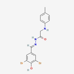 molecular formula C16H15Br2N3O2 B11553381 N'-[(E)-(3,5-dibromo-4-hydroxyphenyl)methylidene]-2-[(4-methylphenyl)amino]acetohydrazide (non-preferred name) 