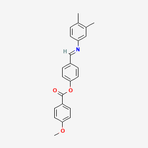 molecular formula C23H21NO3 B11553448 4-[(E)-[(3,4-Dimethylphenyl)imino]methyl]phenyl 4-methoxybenzoate 