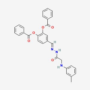 molecular formula C30H25N3O5 B11553490 2-(Benzoyloxy)-4-[(E)-({2-[(3-methylphenyl)amino]acetamido}imino)methyl]phenyl benzoate 