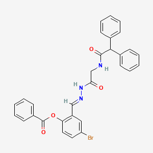 molecular formula C30H24BrN3O4 B11553498 4-Bromo-2-[(E)-{[2-(2,2-diphenylacetamido)acetamido]imino}methyl]phenyl benzoate 