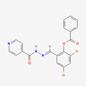 molecular formula C20H13Br2N3O3 B11553528 2,4-dibromo-6-{(E)-[2-(pyridin-4-ylcarbonyl)hydrazinylidene]methyl}phenyl benzoate 