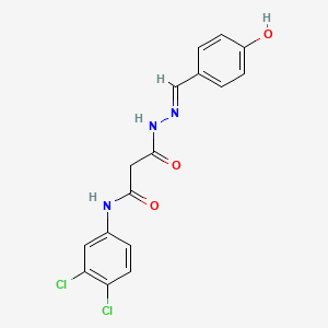 molecular formula C16H13Cl2N3O3 B11553540 N-(3,4-dichlorophenyl)-3-[(2E)-2-(4-hydroxybenzylidene)hydrazino]-3-oxopropanamide 